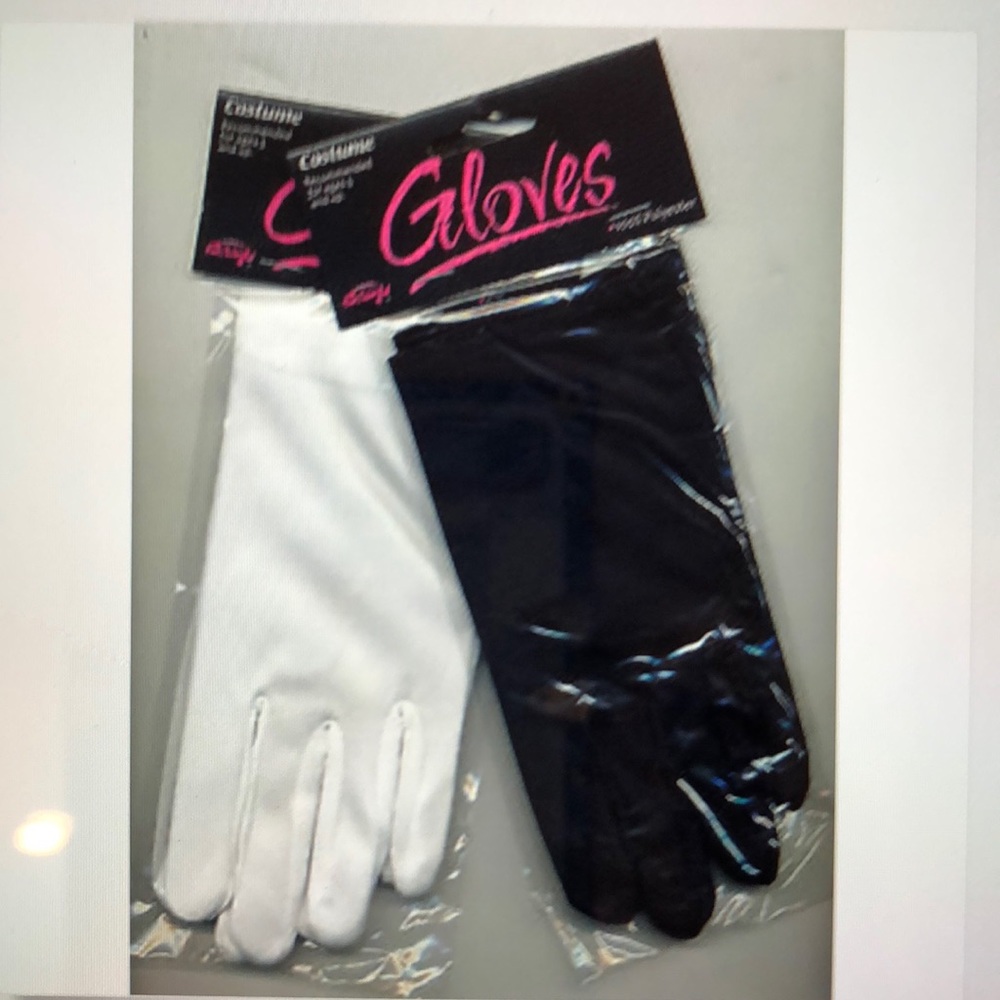 Gloves by Fun World white color, black color Rubie